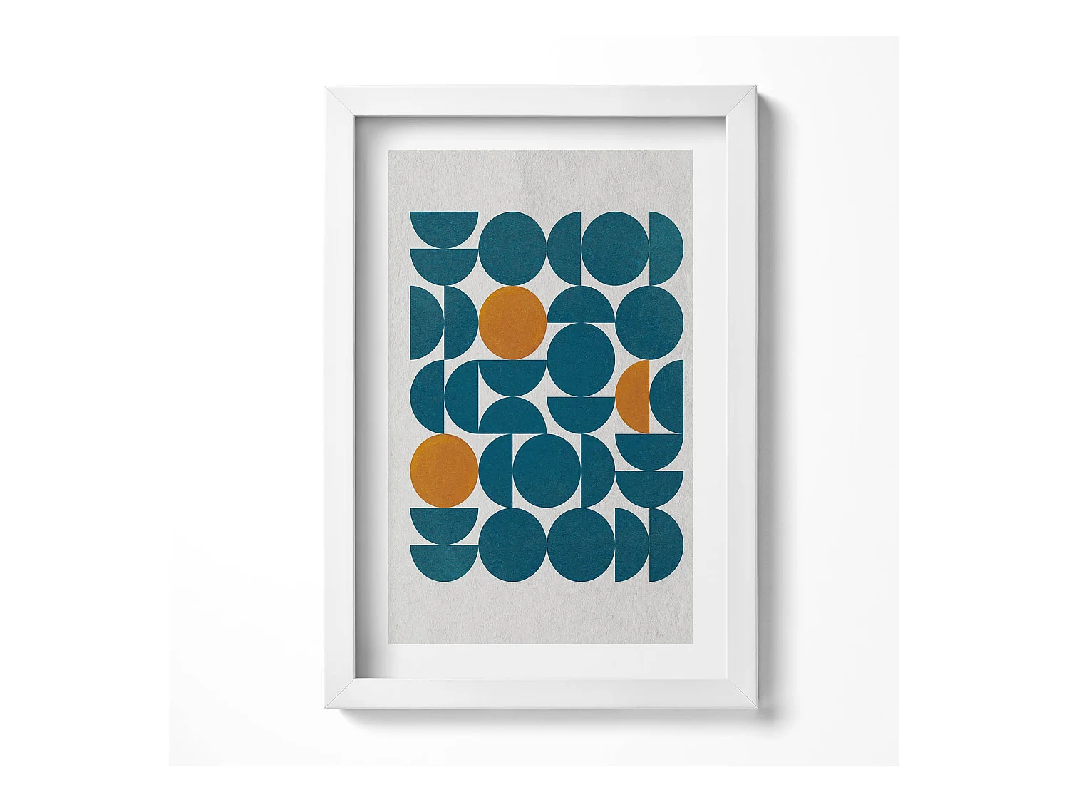 Tableau décoratif avec cadre blanc, Composition géométrique 20 x 30 cm – Parfait pour le salon ou la chambre
