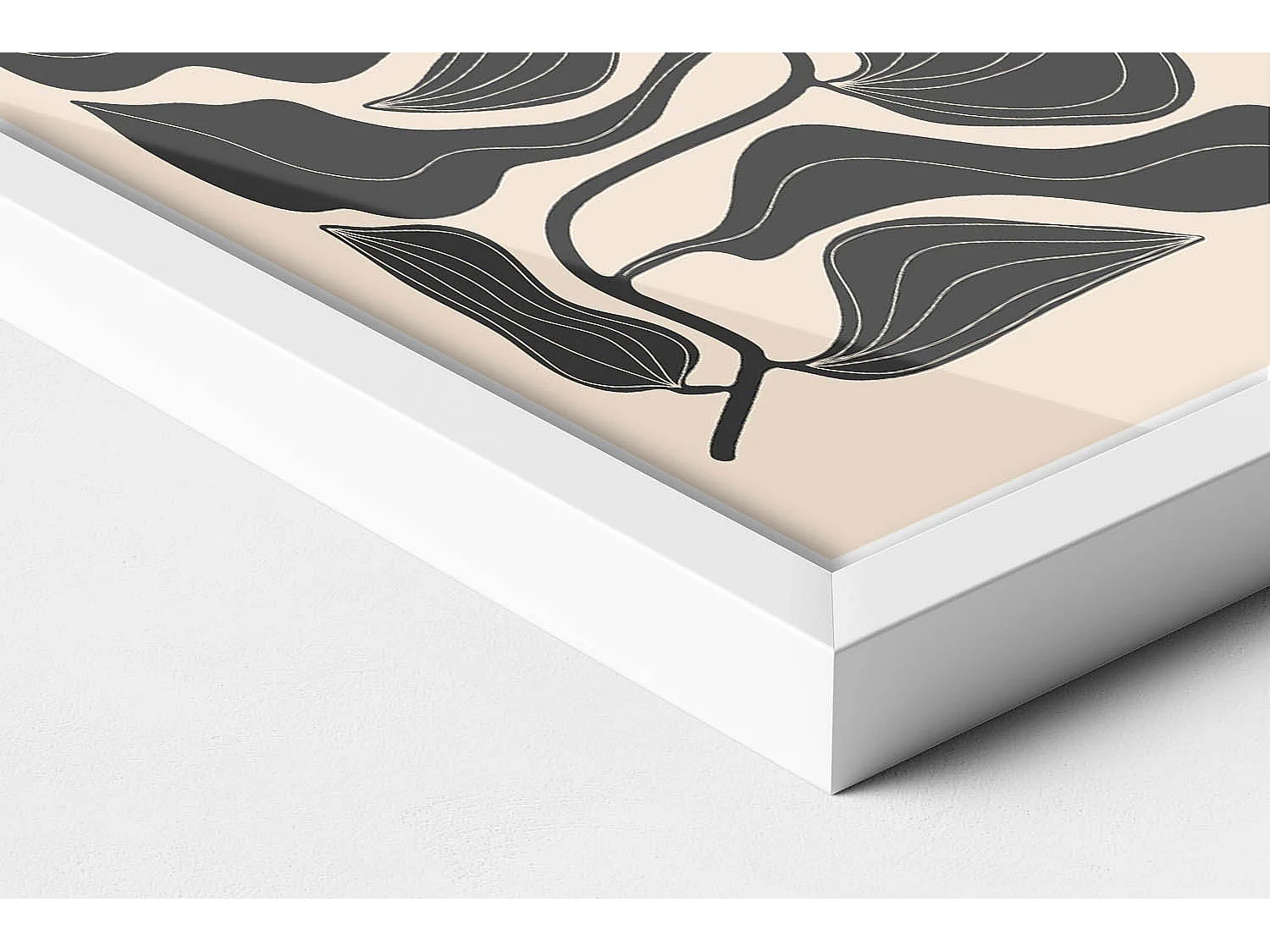 Dekoratives Gemälde mit weißem Rahmen, minimalistische Pflanzen 20 x 30 cm – perfekt für das Wohn- oder Schlafzimmer