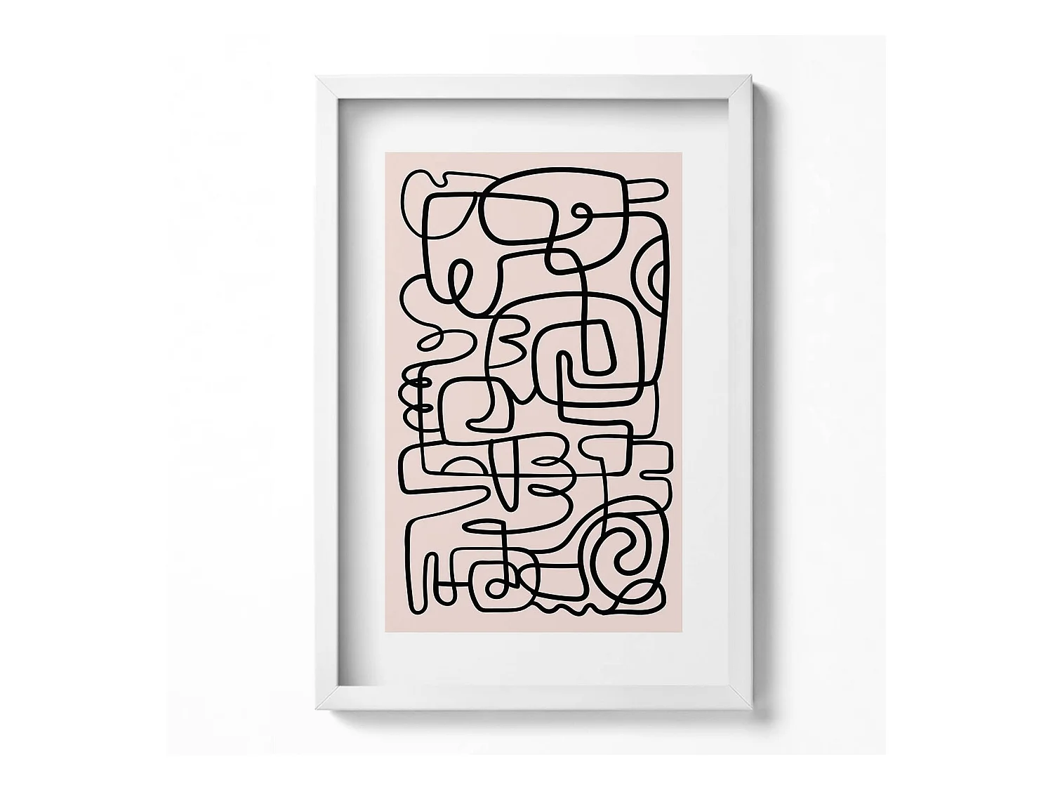 Tableau décoratif avec cadre blanc, Formes abstraites d'art 40 x 60 cm– Parfait pour le salon ou la chambre