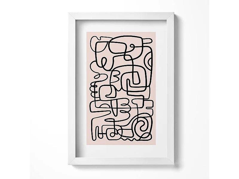 Dekoratives Gemälde mit weißem Rahmen, abstrakte Kunstformen 20 x 30 cm – perfekt für das Wohn- oder Schlafzimmer