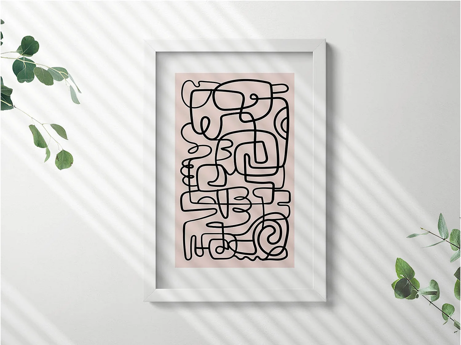 Dekoratives Gemälde mit weißem Rahmen, abstrakte Kunstformen 20 x 30 cm – perfekt für das Wohn- oder Schlafzimmer