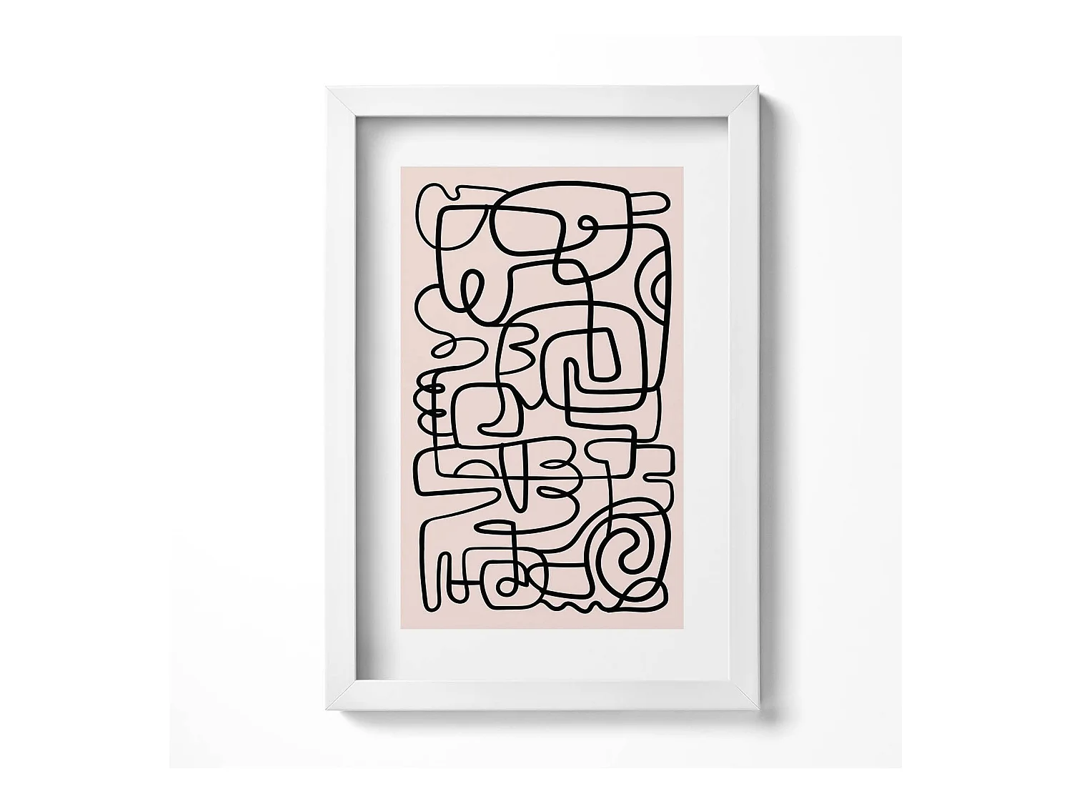 Tableau décoratif avec cadre blanc, Formes abstraites d'art 20 x 30 cm – Parfait pour le salon ou la chambre