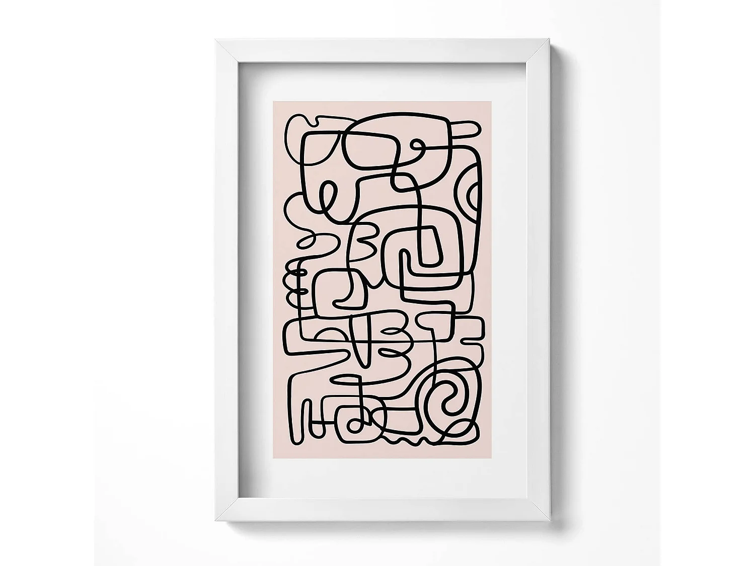 Dekoratives Gemälde mit weißem Rahmen, abstrakte Kunstformen 20 x 30 cm – perfekt für das Wohn- oder Schlafzimmer