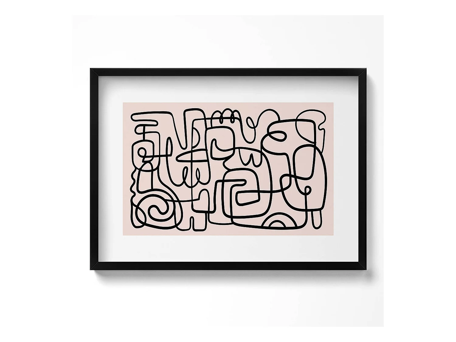 Tableau décoratif avec cadre noir, Formes abstraites d'art 70 x 50 cm– Parfait pour le salon ou la chambre