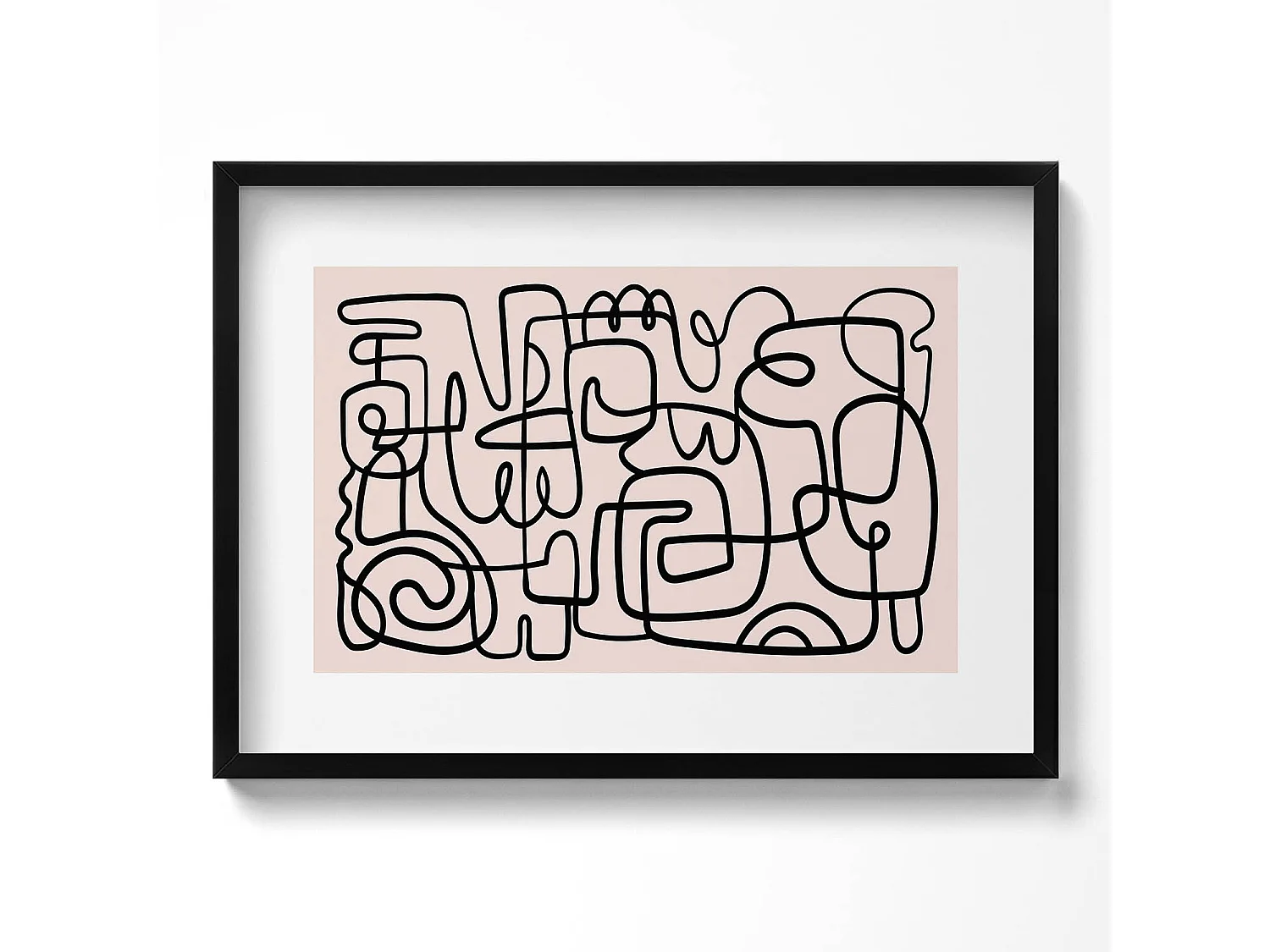 Dekoratives Gemälde mit schwarzem Rahmen, abstrakte Kunstformen 70 x 50 cm – perfekt für das Wohn- oder Schlafzimmer