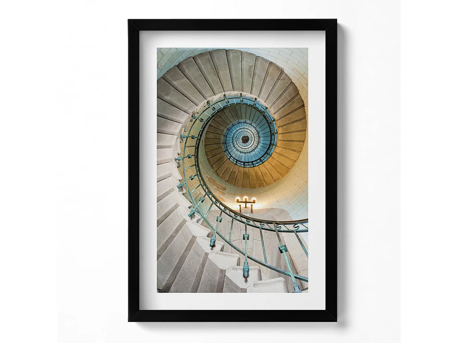 Dekoratives Gemälde mit schwarzem Rahmen, Wendeltreppe 40 x 60 cm – Perfekt für das Wohn- oder Schlafzimmer