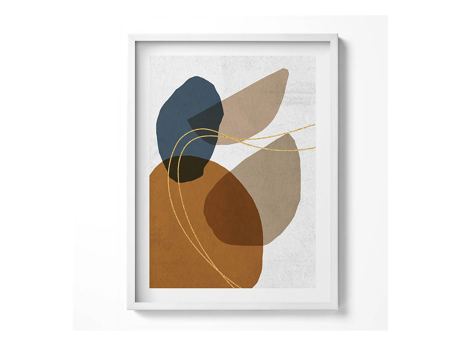 Tableau décoratif avec cadre blanc, Composition bohème abstraite 60 x 80 cm– Parfait pour le salon ou la chambre