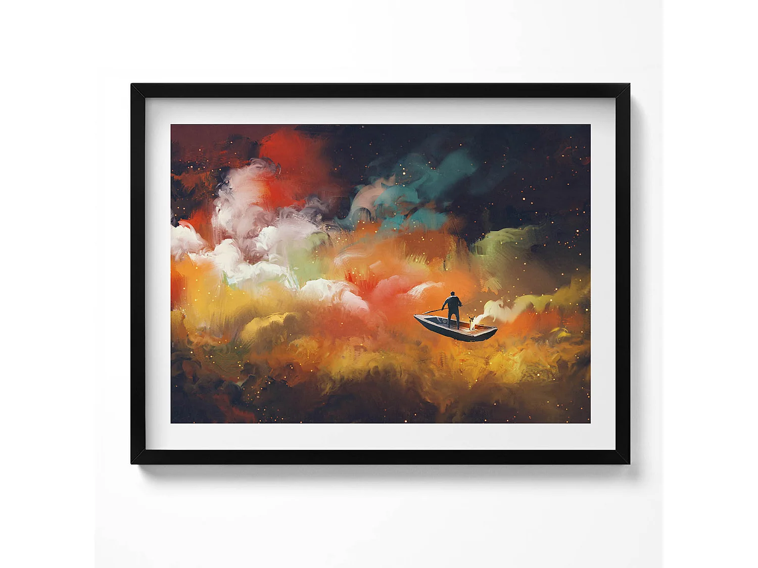 Dekoratives Gemälde mit schwarzem Rahmen, Eine abstrakte Vorstellung vom Erwachsenenleben 80 x 60 cm – Perfekt für das Wohn- oder Schlafzimmer