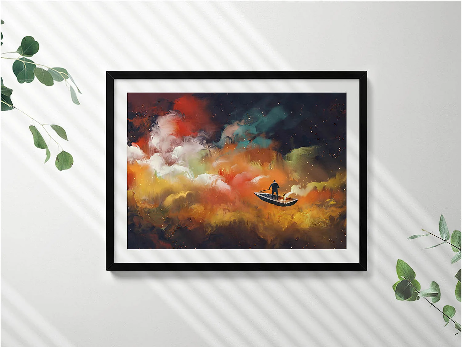 Dekoratives Gemälde mit schwarzem Rahmen, Eine abstrakte Vorstellung vom Erwachsenenleben 80 x 60 cm – Perfekt für das Wohn- oder Schlafzimmer