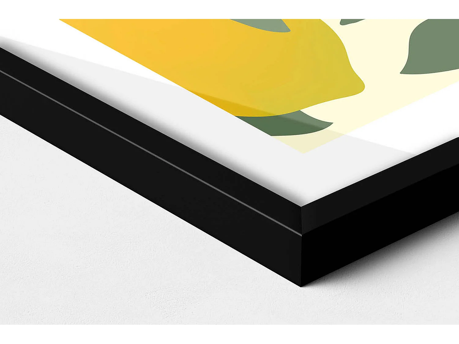 Quadro decorativo con cornice nera, Illustrazione di limoni 50 x 70 cm – Perfetto per il soggiorno o la camera da letto