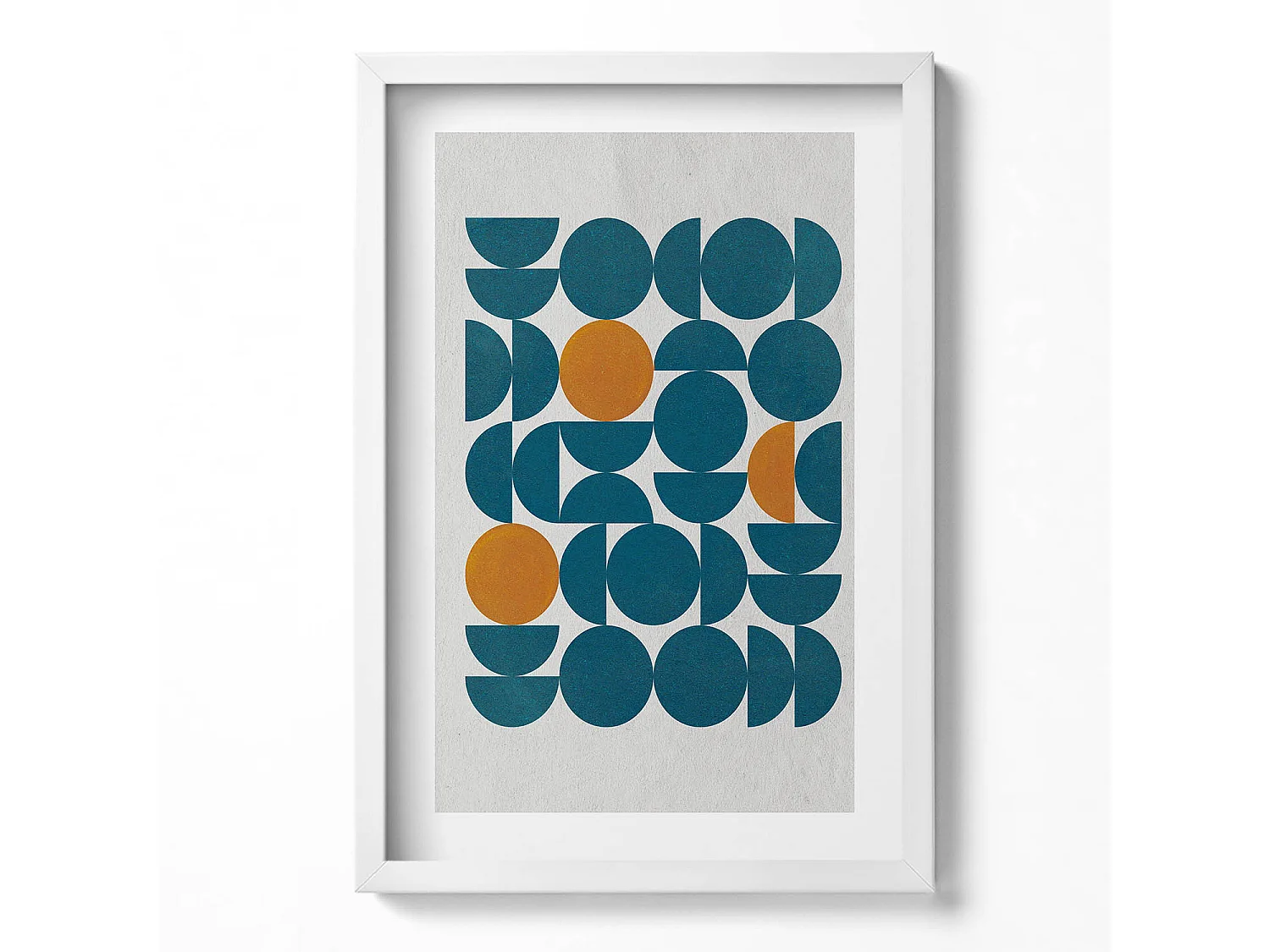 Quadro decorativo con cornice bianca, Composizione geometrica 40 x 60 cm – Perfetto per il soggiorno o la camera da letto