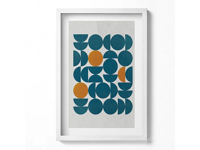 Dekoratives Gemälde mit weißem Rahmen, geometrische Komposition 40 x 60 cm – perfekt für das Wohn- oder Schlafzimmer