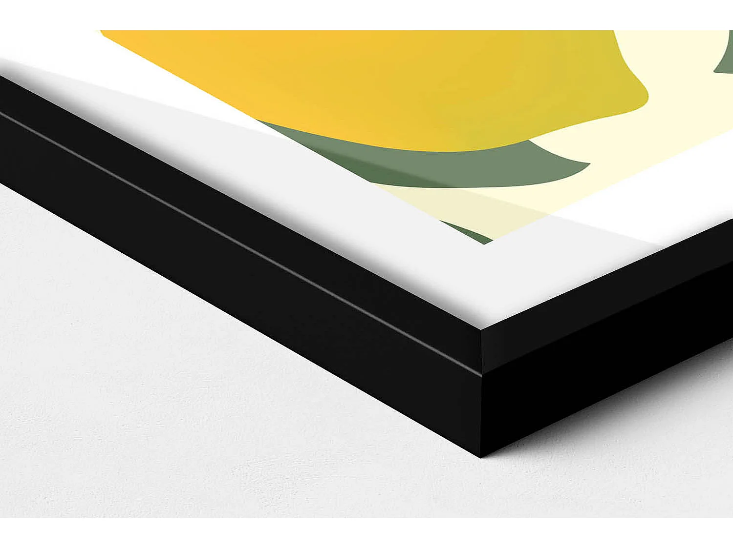 Dekoratives Gemälde mit schwarzem Rahmen, Illustration von Zitronen 60 x 80 cm – Perfekt für das Wohn- oder Schlafzimmer