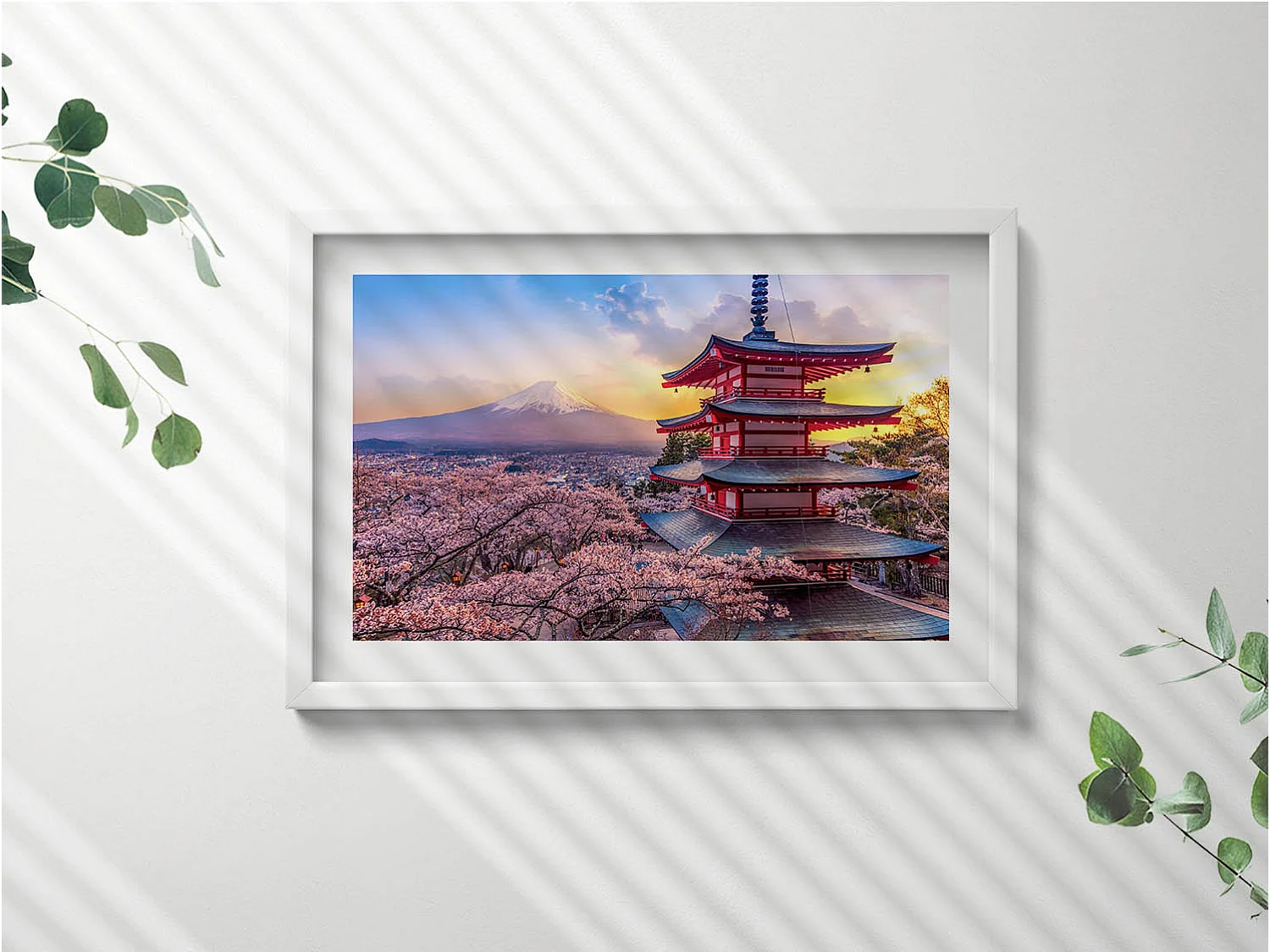 Dekoratives Gemälde mit weißem Rahmen, japanische Konstruktion 60 x 40 cm – perfekt für das Wohn- oder Schlafzimmer