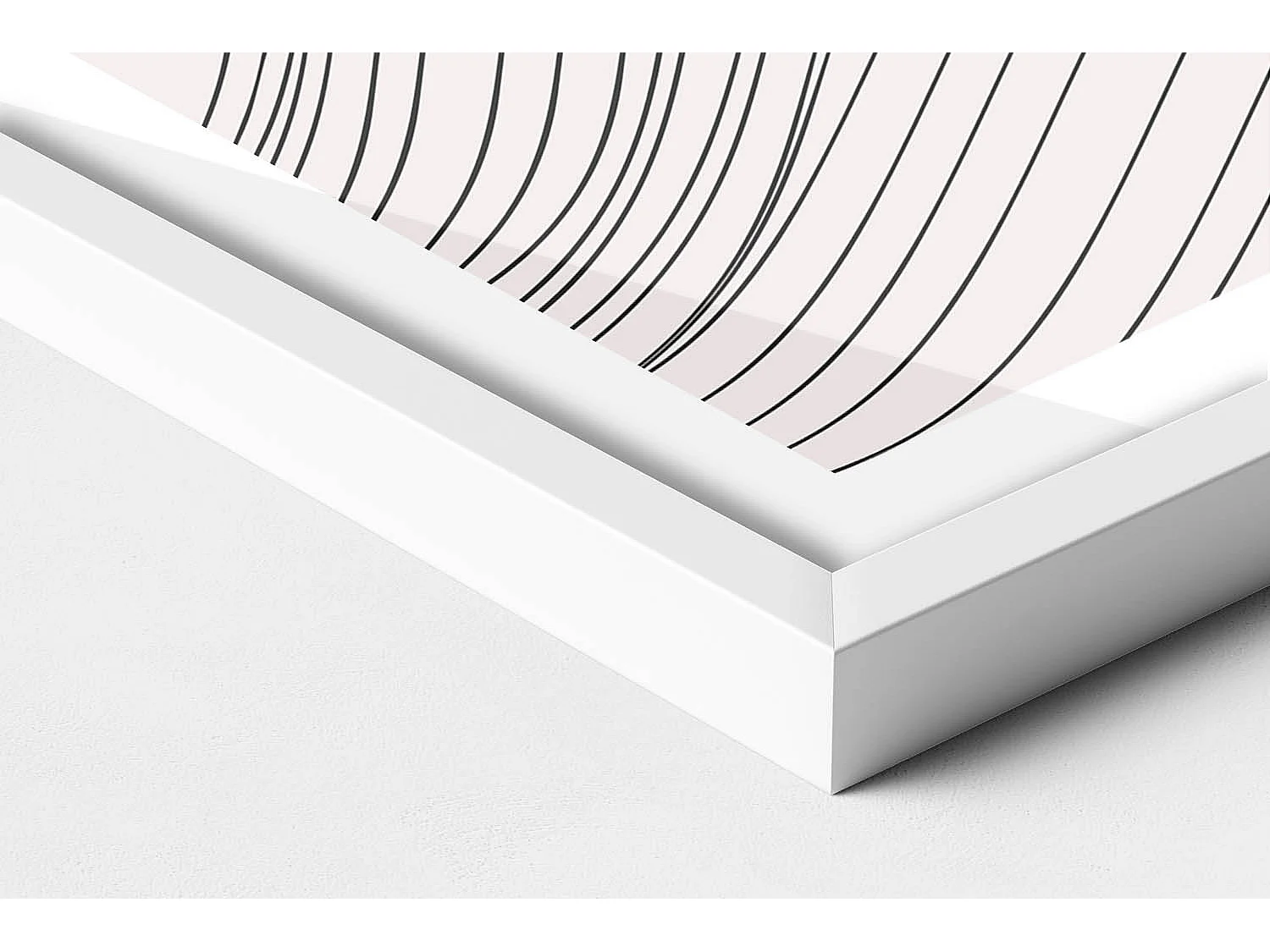 Dekoratives Gemälde mit weißem Rahmen, minimalistische Abstraktion mit goldenen Details 40 x 60 cm – perfekt für das Wohn- oder Schlafzimmer