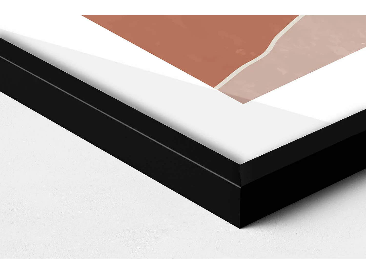 Tableau décoratif avec cadre noir, Illustration du soleil levant 70 x 100 cm– Parfait pour le salon ou la chambre