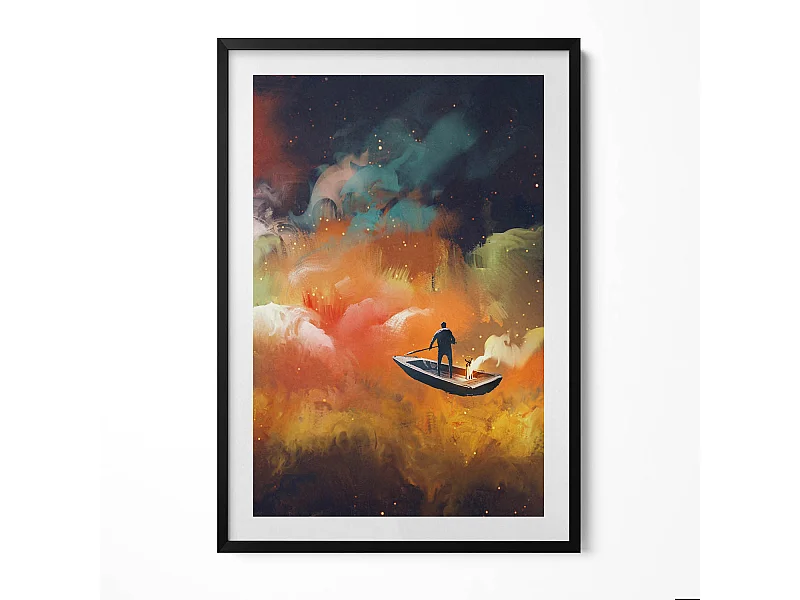 Dekoratives Gemälde mit schwarzem Rahmen, Eine abstrakte Vorstellung vom Erwachsenenleben 70 x 100 cm – Perfekt für das Wohn- oder Schlafzimmer