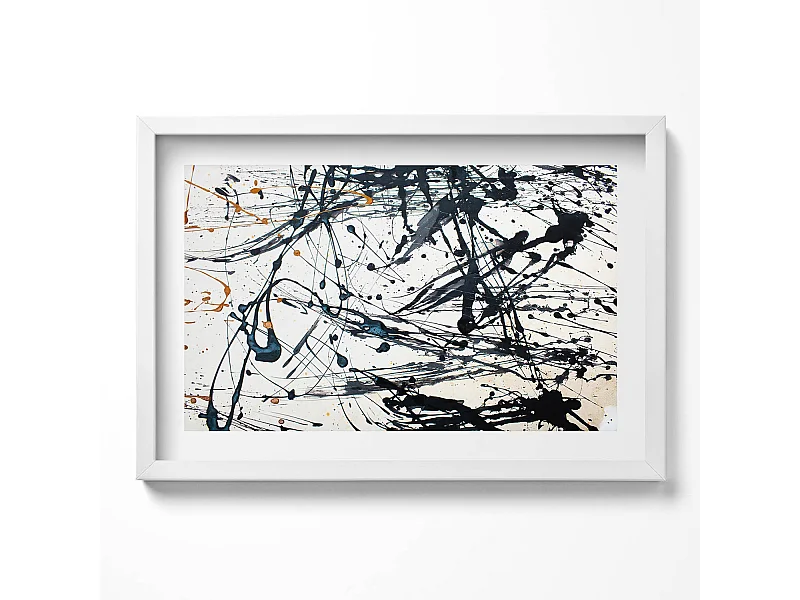 Decoratief schilderij met witte lijst, abstracte creatieve kunst 60 x 40 cm – perfect voor de woon- of slaapkamer