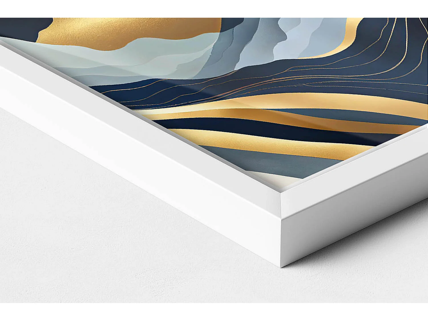 Tableau décoratif avec cadre blanc, Montagnes abstraites 20 x 30 cm – Parfait pour le salon ou la chambre