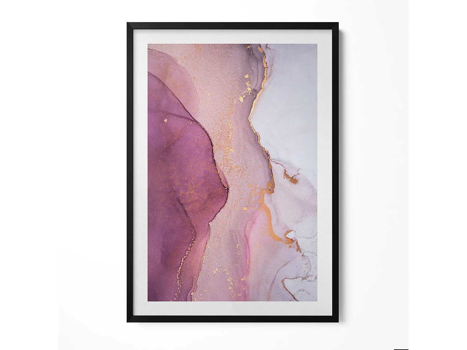 Tableau décoratif avec cadre noir, Abstraction fluide et délicate 70 x 100 cm– Parfait pour le salon ou la chambre