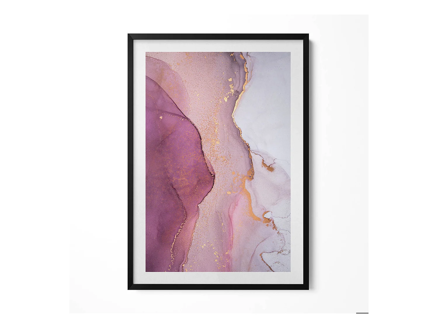 Tableau décoratif avec cadre noir, Abstraction fluide et délicate 70 x 100 cm– Parfait pour le salon ou la chambre