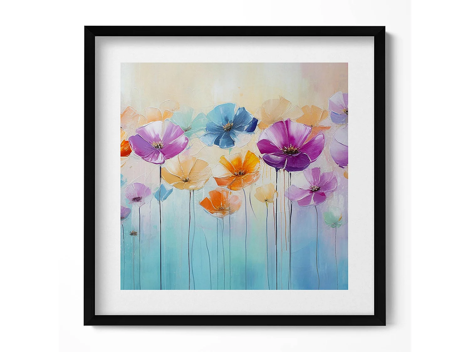 Quadro decorativo con cornice nera, Montagna in una notte stellata 50 x 50 cm - Perfetto per il soggiorno o la camera da letto