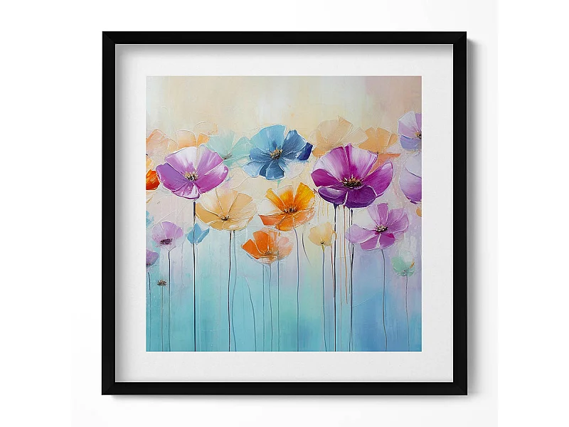 Dekoratives Gemälde mit schwarzem Rahmen, Berg in sternenklarer Nacht 50 x 50 cm – Perfekt für das Wohn- oder Schlafzimmer