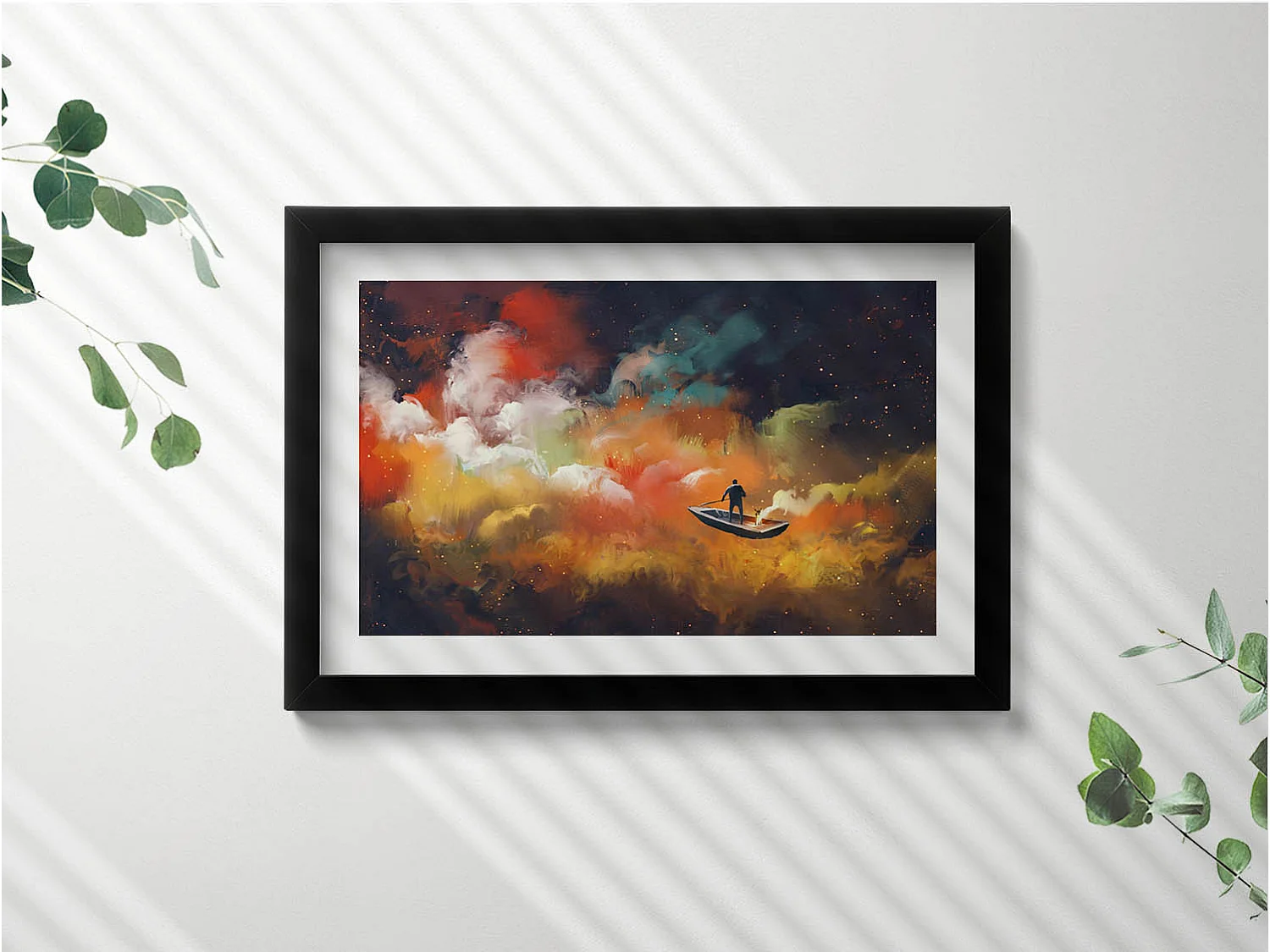 Dekoratives Gemälde mit schwarzem Rahmen, Eine abstrakte Vorstellung vom Erwachsenenleben 30 x 20 cm – Perfekt für das Wohn- oder Schlafzimmer