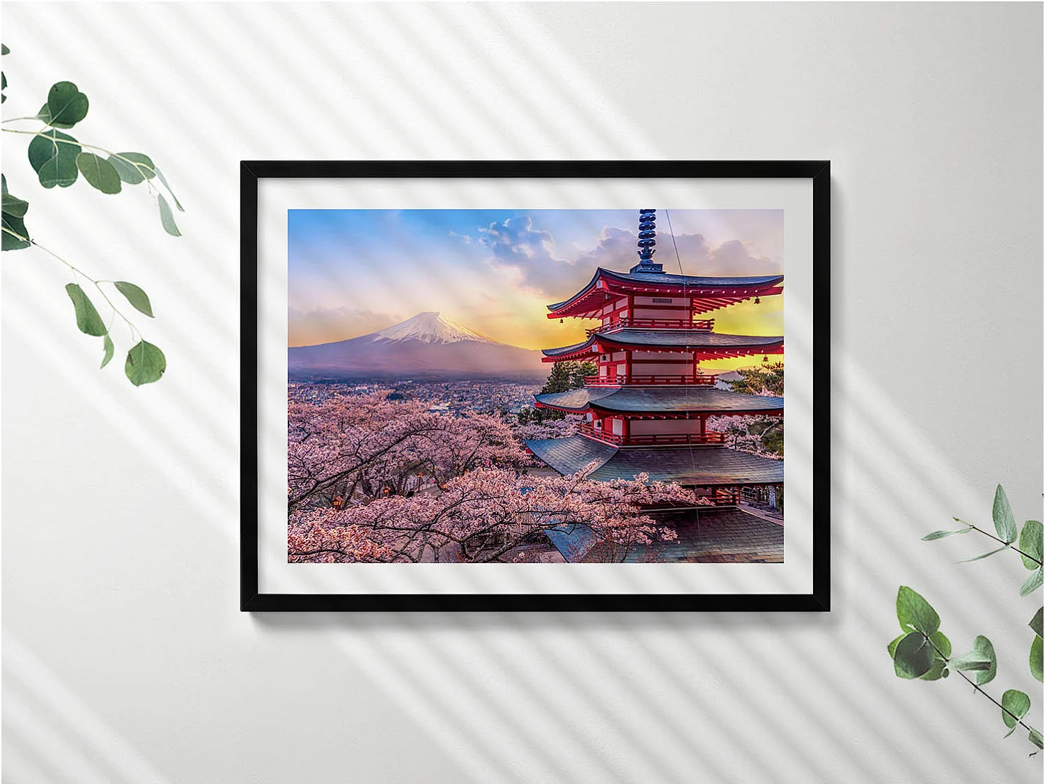 Dekoratives Gemälde mit schwarzem Rahmen, japanische Konstruktion 80 x 60 cm – Perfekt für das Wohn- oder Schlafzimmer