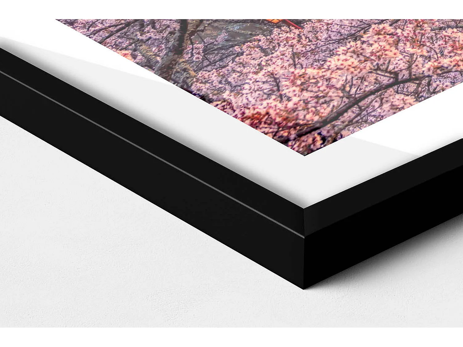 Dekoratives Gemälde mit schwarzem Rahmen, japanische Konstruktion 80 x 60 cm – Perfekt für das Wohn- oder Schlafzimmer