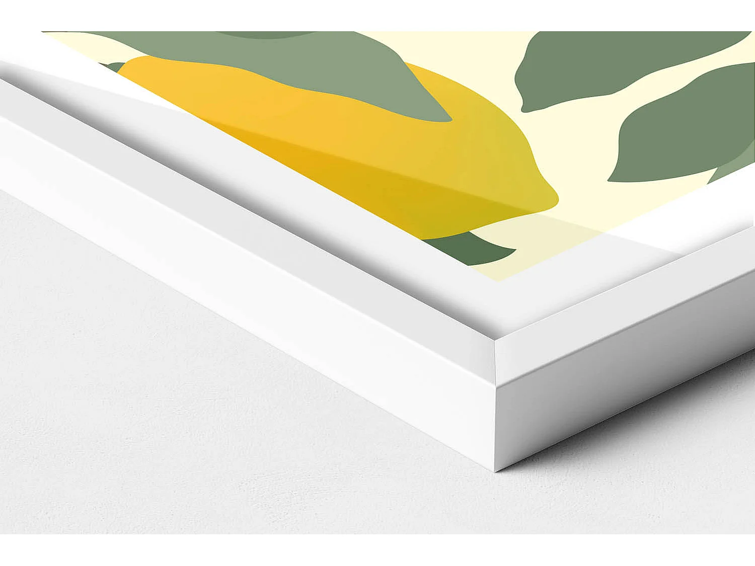 Dekoratives Gemälde mit weißem Rahmen, Illustration von Zitronen 40 x 60 cm – Perfekt für das Wohn- oder Schlafzimmer