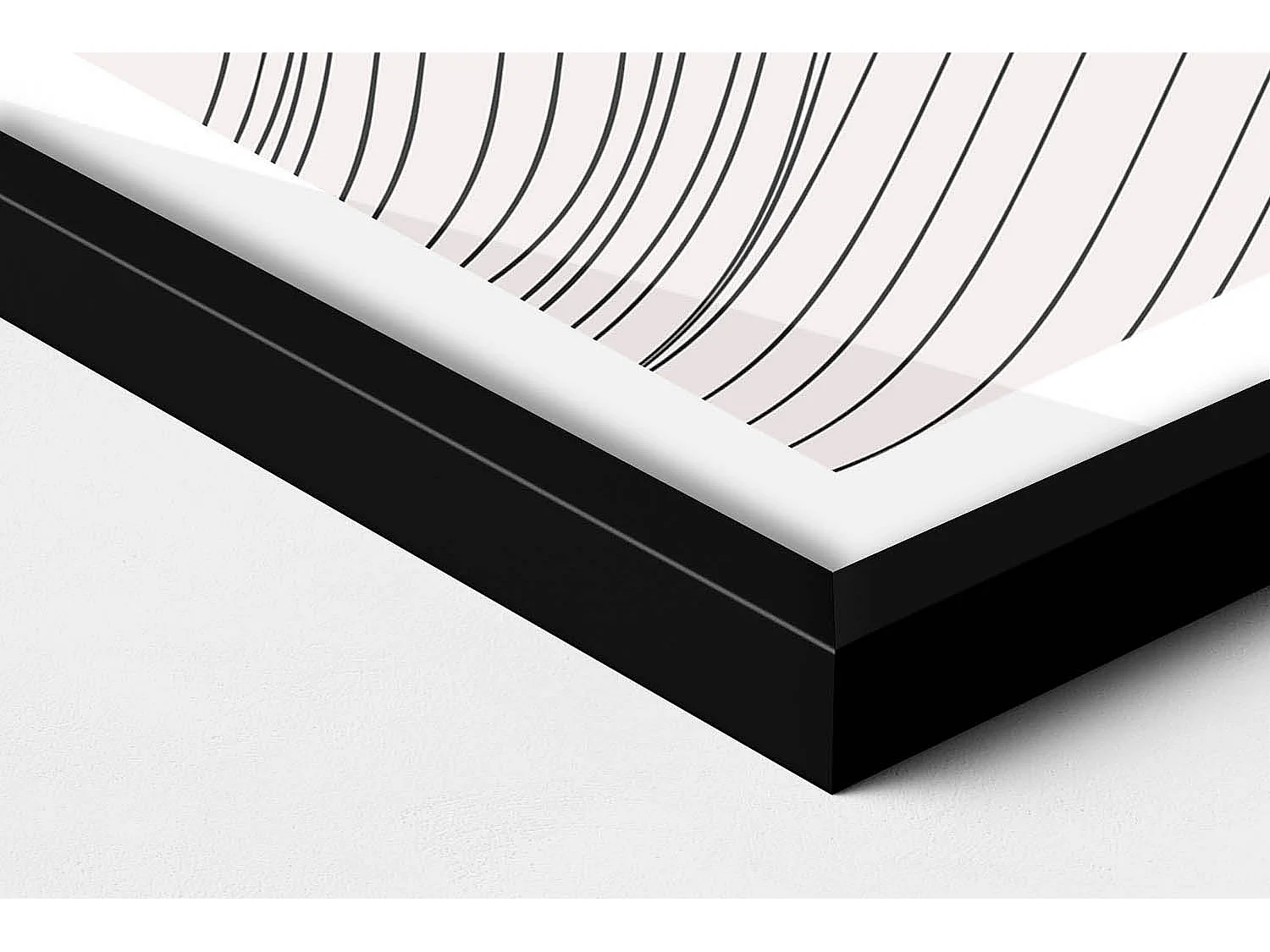 Decoratief schilderij met zwarte lijst, minimalistische abstractie met gouden details 40 x 60 cm – Perfect voor de woon- of slaapkamer