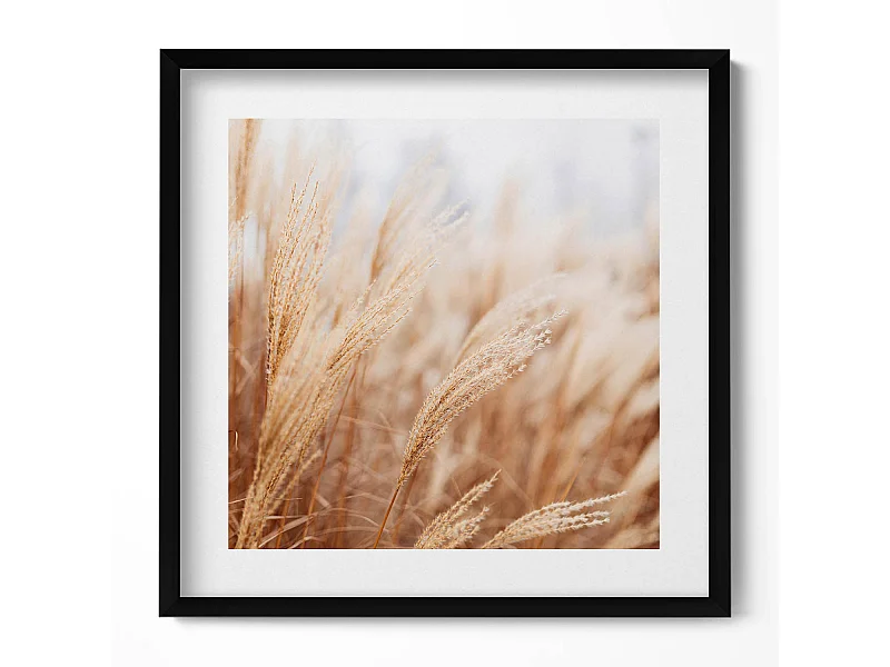 Dekoratives Gemälde mit schwarzem Rahmen, Sonnenuntergang in den Bergen 50 x 50 cm – Perfekt für das Wohn- oder Schlafzimmer