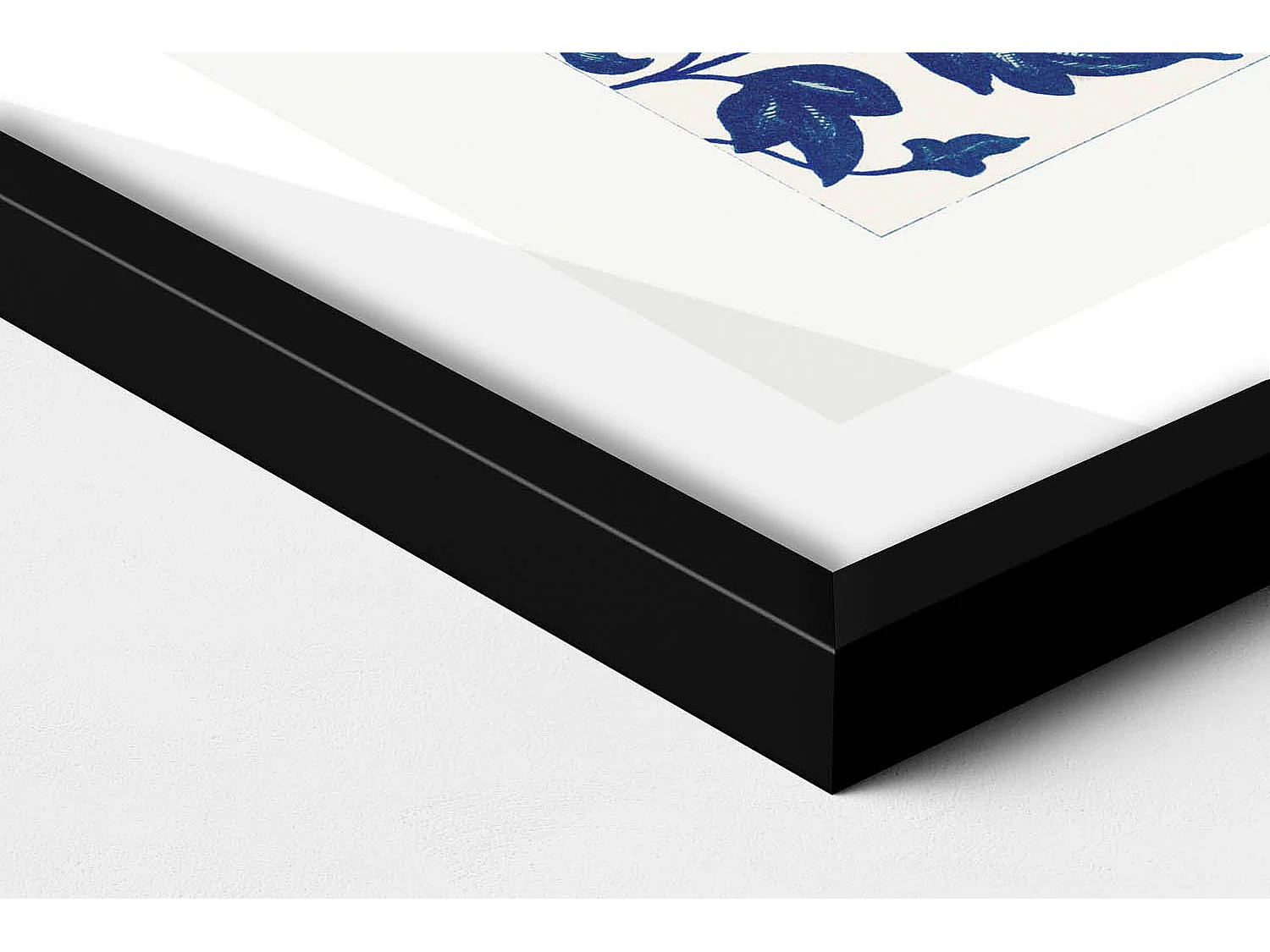 Tableau décoratif avec cadre noir, Motif floral vintage 60 x 80 cm– Parfait pour le salon ou la chambre