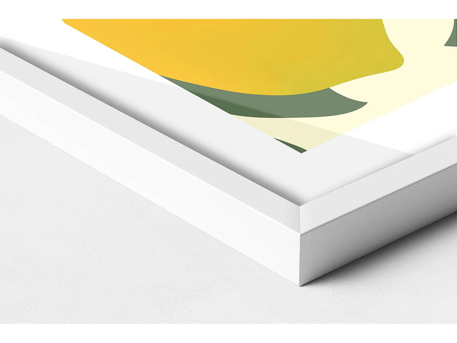 Tableau décoratif avec cadre blanc, Illustration de citrons 60 x 80 cm– Parfait pour le salon ou la chambre