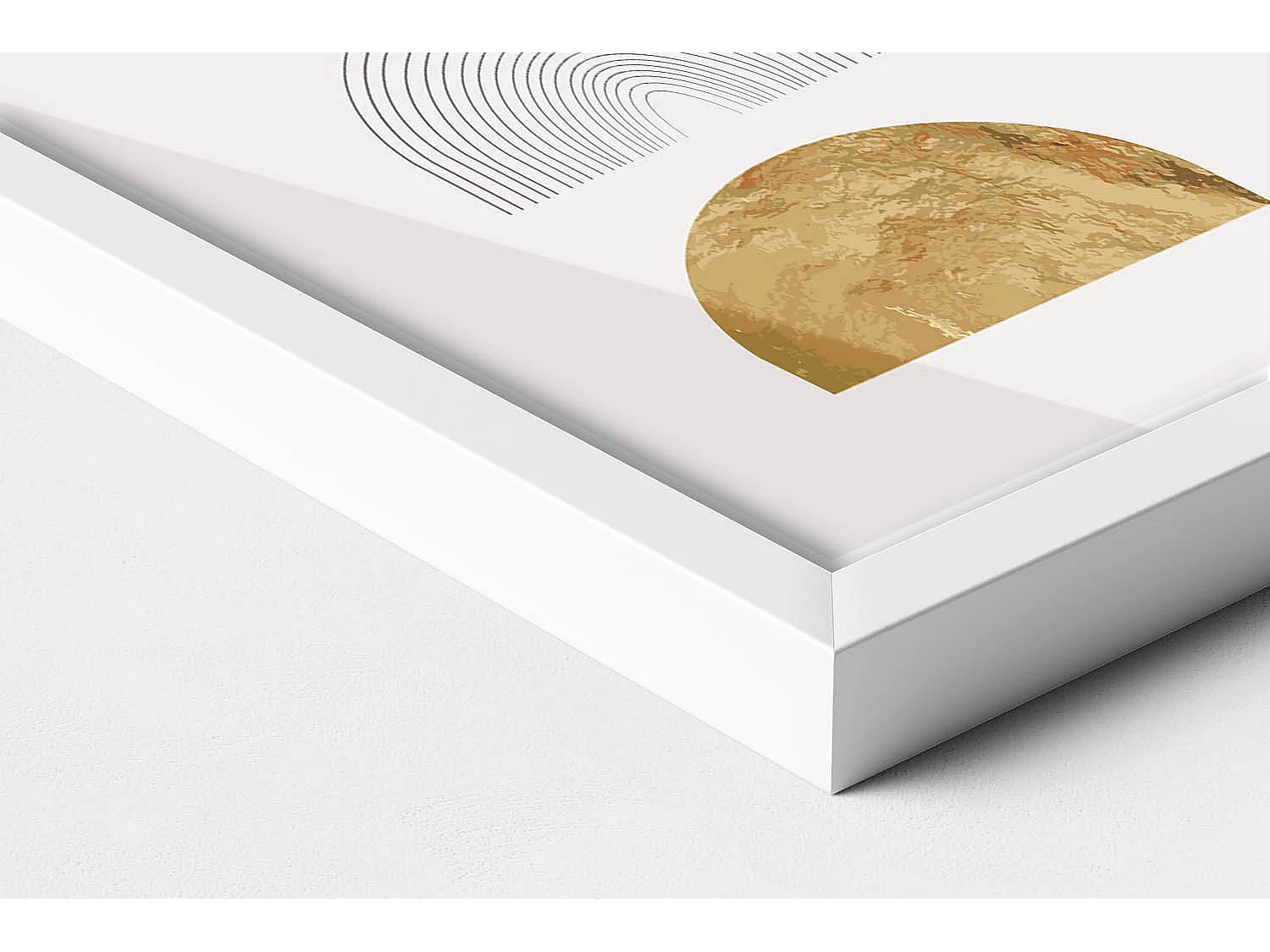 Dekoratives Gemälde mit weißem Rahmen, böhmische Formen mit Gold 20 x 30 cm – Perfekt für das Wohn- oder Schlafzimmer