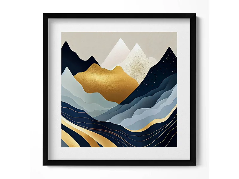 Dekoratives Gemälde mit schwarzem Rahmen, Zelt in den Bergen Islands 50 x 50 cm – Perfekt für das Wohn- oder Schlafzimmer