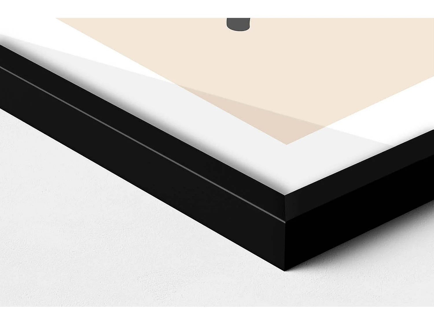 Tableau décoratif avec cadre noir, Plantes minimalistes 60 x 80 cm– Parfait pour le salon ou la chambre