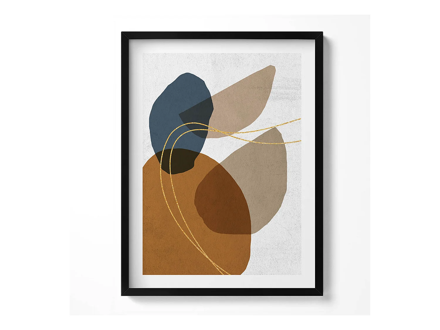 Tableau décoratif avec cadre noir, Composition bohème abstraite 60 x 80 cm– Parfait pour le salon ou la chambre