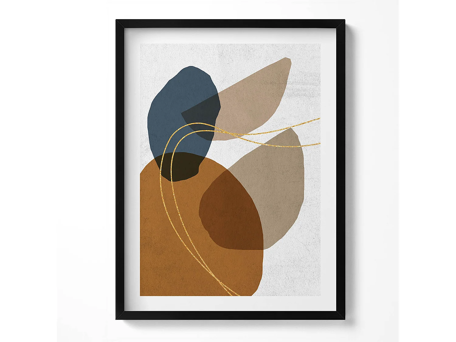 Dekoratives Gemälde mit schwarzem Rahmen, abstrakte böhmische Komposition 60 x 80 cm – perfekt für das Wohn- oder Schlafzimmer