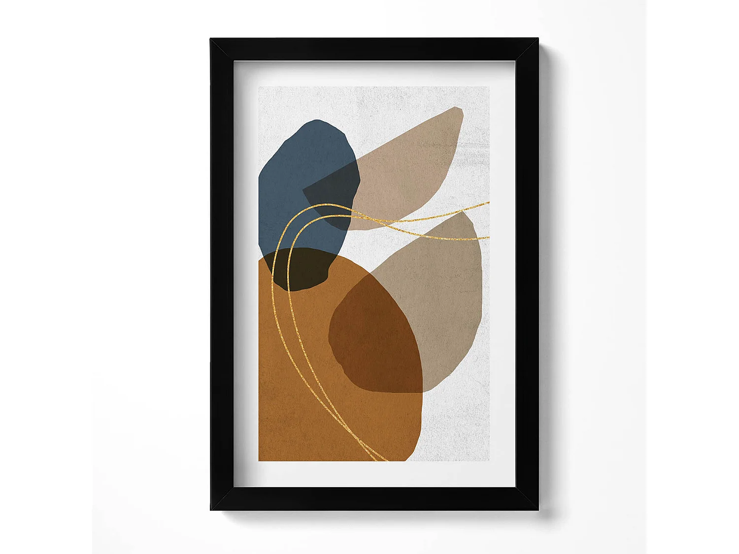 Dekoratives Gemälde mit schwarzem Rahmen, abstrakte böhmische Komposition 20 x 30 cm – perfekt für das Wohn- oder Schlafzimmer