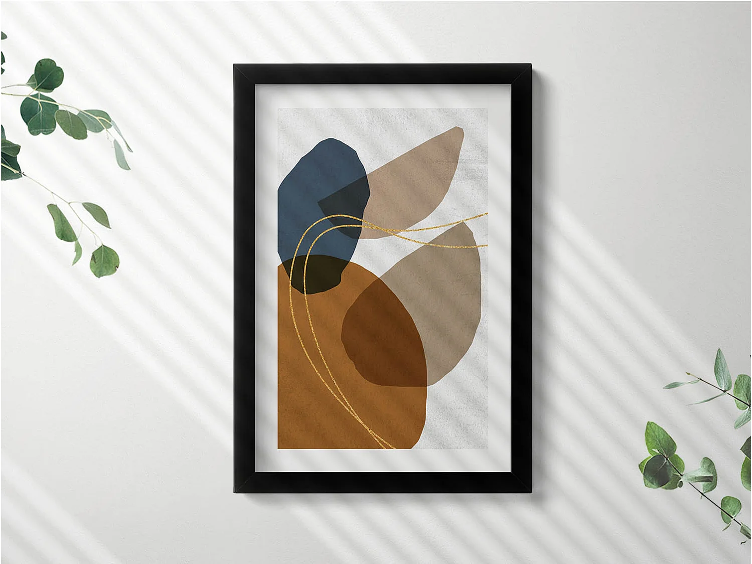 Dekoratives Gemälde mit schwarzem Rahmen, abstrakte böhmische Komposition 20 x 30 cm – perfekt für das Wohn- oder Schlafzimmer