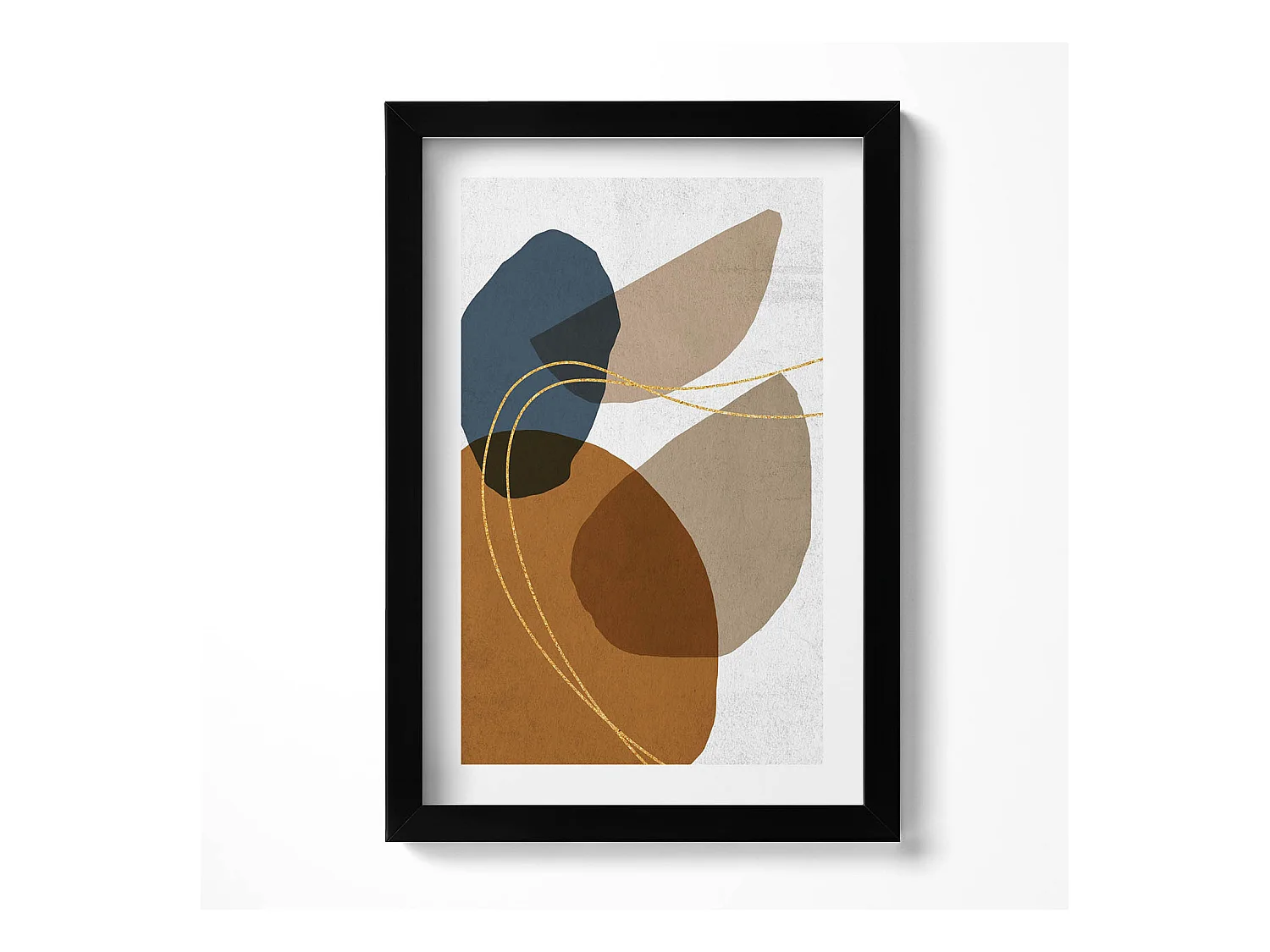 Tableau décoratif avec cadre noir, Composition bohème abstraite 20 x 30 cm – Parfait pour le salon ou la chambre