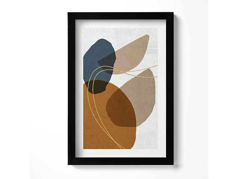 Dekoratives Gemälde mit schwarzem Rahmen, abstrakte böhmische Komposition 20 x 30 cm – perfekt für das Wohn- oder Schlafzimmer