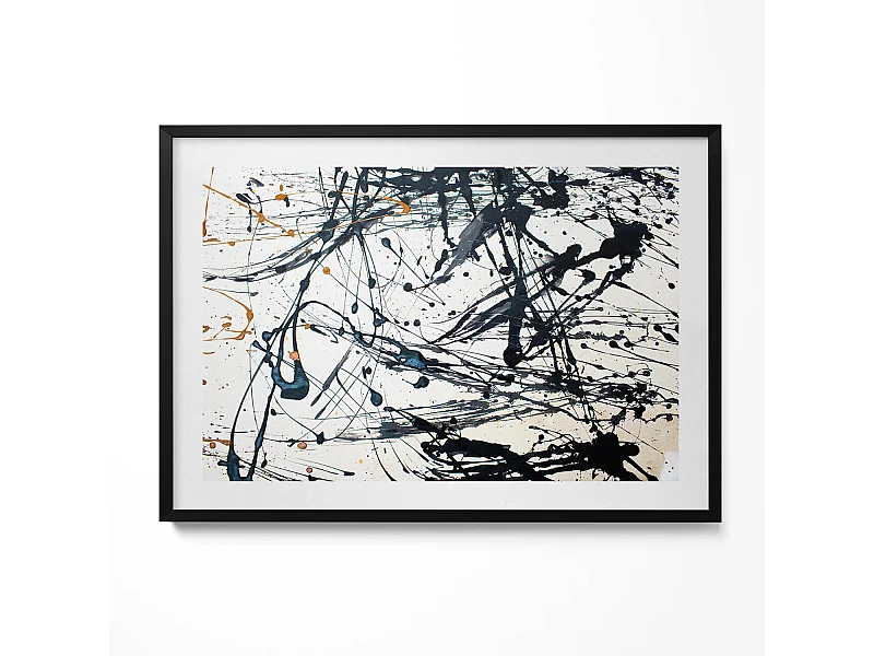 Decoratief schilderij met zwarte lijst, abstracte creatieve kunst 100 x 70 cm – perfect voor de woon- of slaapkamer