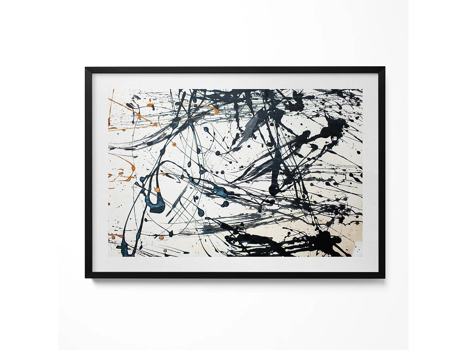 Decoratief schilderij met zwarte lijst, abstracte creatieve kunst 100 x 70 cm – perfect voor de woon- of slaapkamer