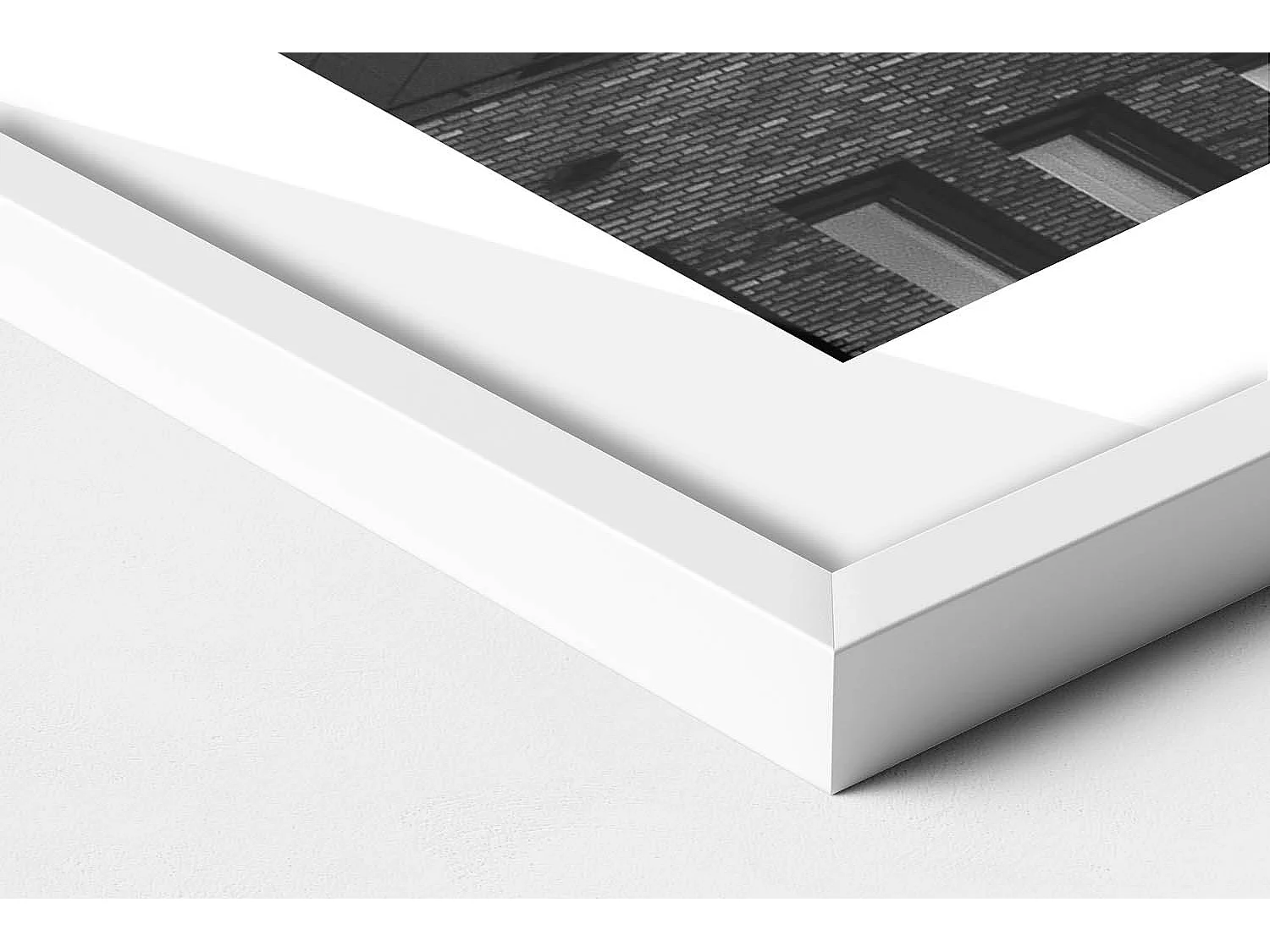 Dekoratives Gemälde mit weißem Rahmen, Architektur in Amsterdam 70 x 100 cm – Perfekt für das Wohn- oder Schlafzimmer