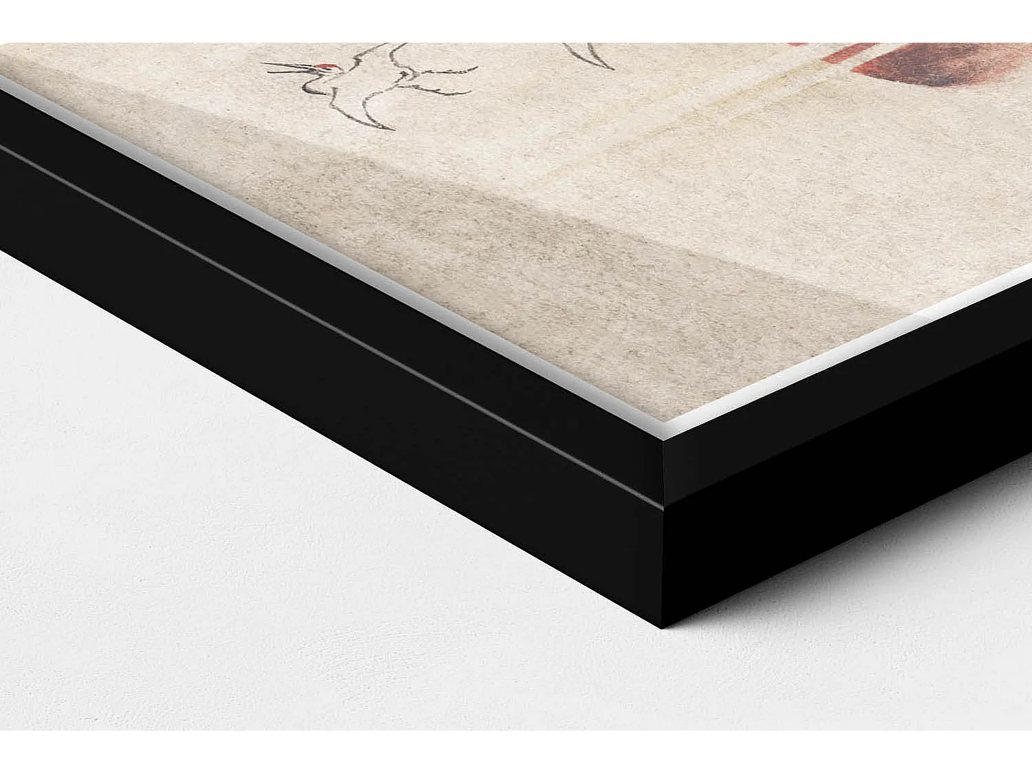 Tableau décoratif avec cadre noir, Art japonais du soleil couchant 30 x 20 cm – Parfait pour le salon ou la chambre