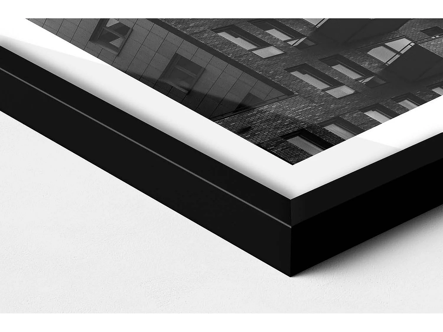 Dekoratives Gemälde mit schwarzem Rahmen, Architektur in Amsterdam 40 x 60 cm – Perfekt für das Wohn- oder Schlafzimmer