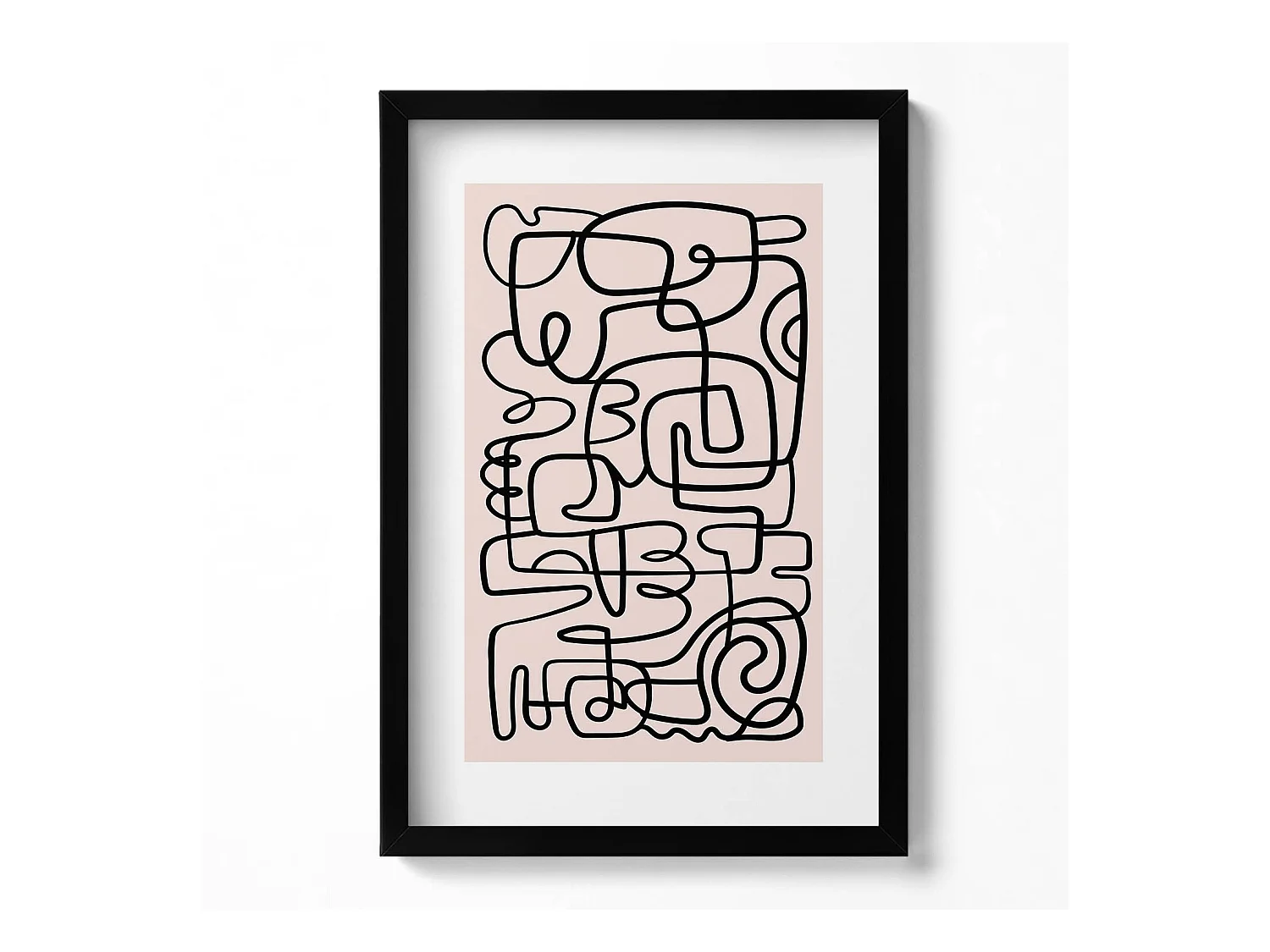 Tableau décoratif avec cadre noir, Formes abstraites d'art 40 x 60 cm– Parfait pour le salon ou la chambre
